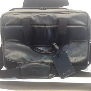 Bugatti gray nylon black leather messenger bag